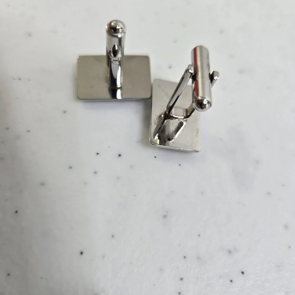 Geoffrey Beene Cufflinks Multi Color Silver Tone Mens Red Blue Yellow